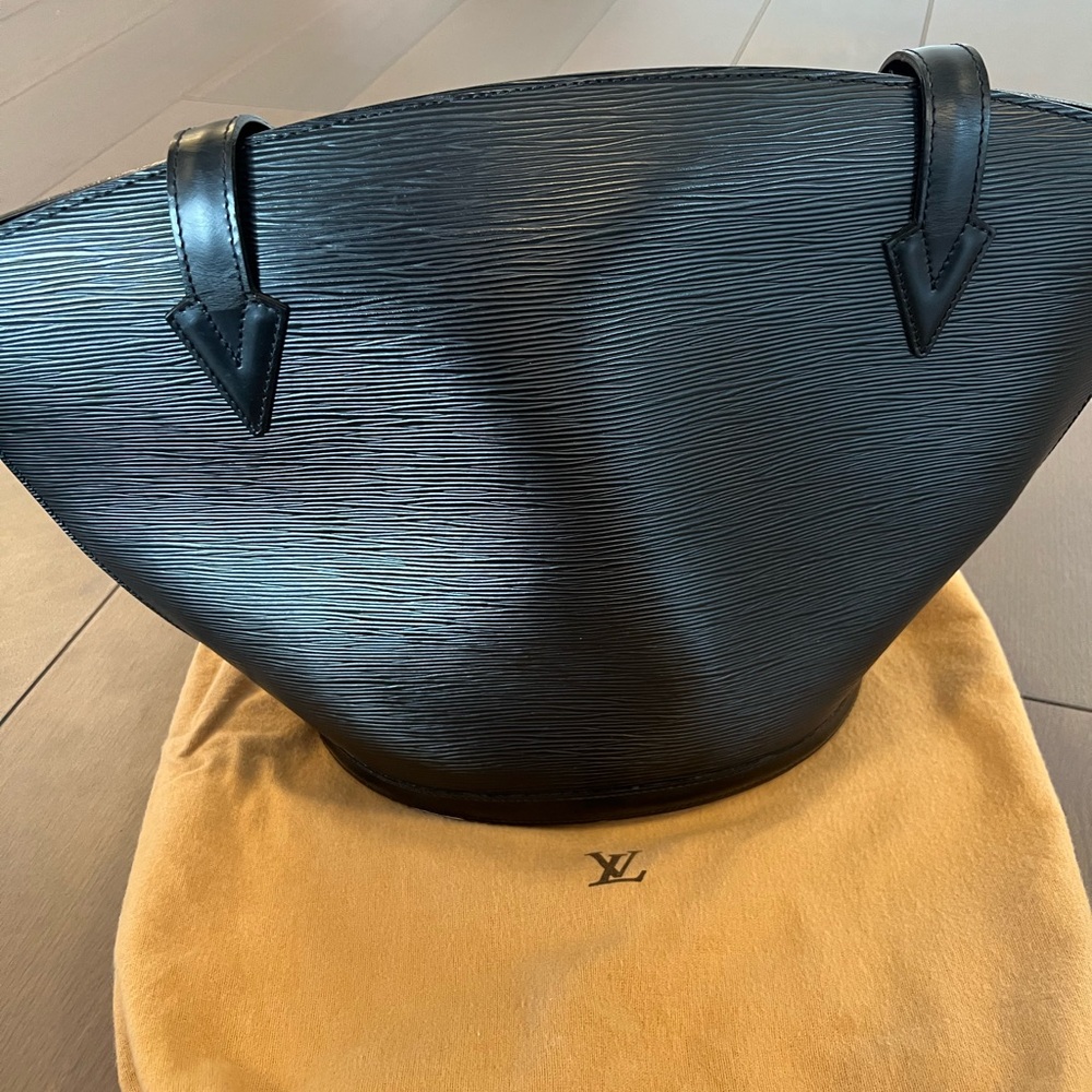 Louis Vuitton Black Textured Tote Bag With matching wallet